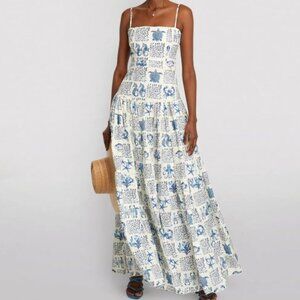 Agua by Agua Bendita Blue and White Maxi Dress